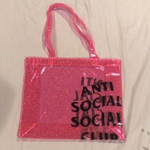 Anti Social Social Club Pink Sparkly Tote Bag